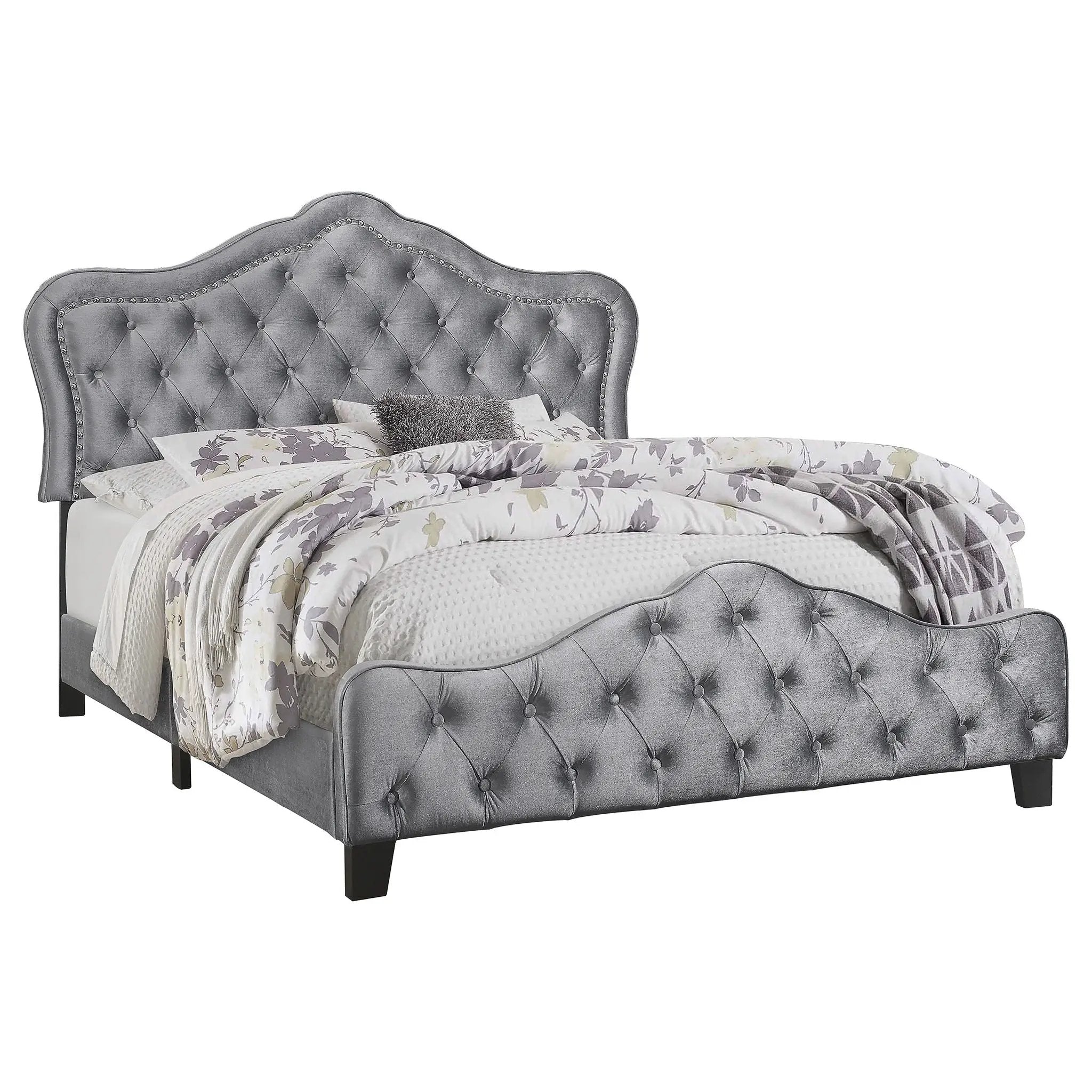 Bella Upholstered California King Panel Bed Grey by Unique Piece Furniture