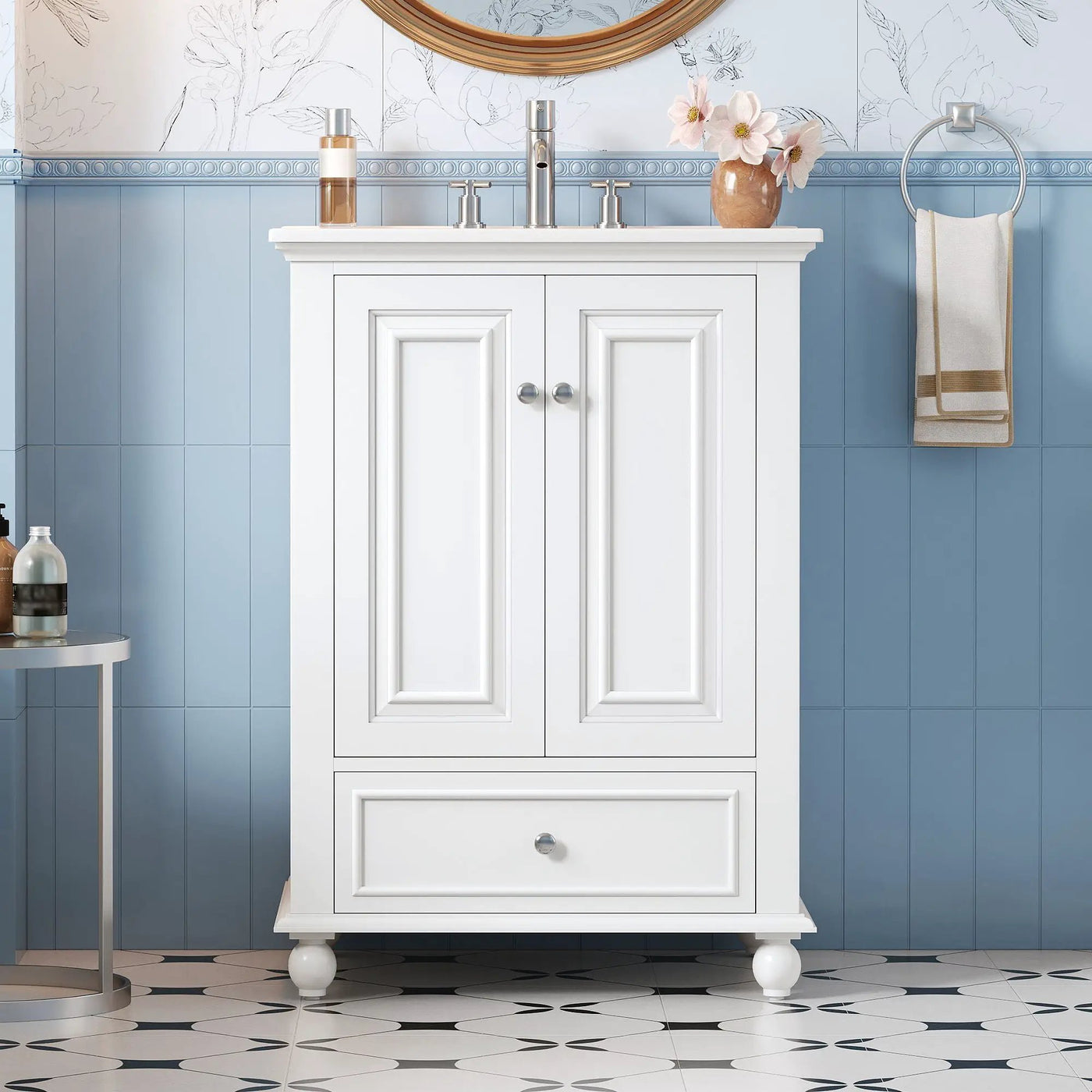 Modern Bathroom Vanity With Sink, Cabinet With Drawer And Dividers, Rectangular Storage Unit by HouseOfZazla