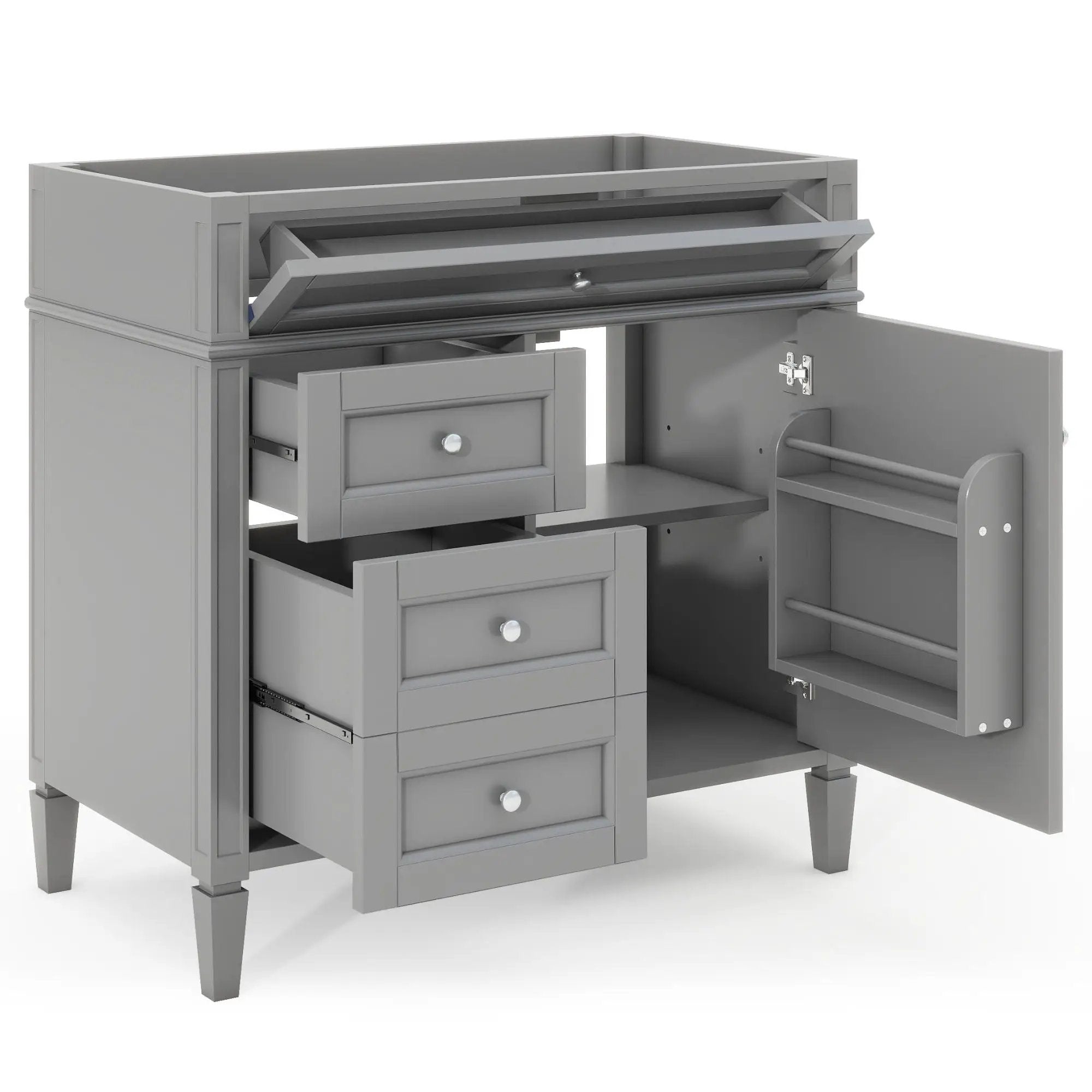 Bathroom Vanity With 2 Drawers And Tip-Out Drawer, Storage Cabinet by Unique Piece Furniture