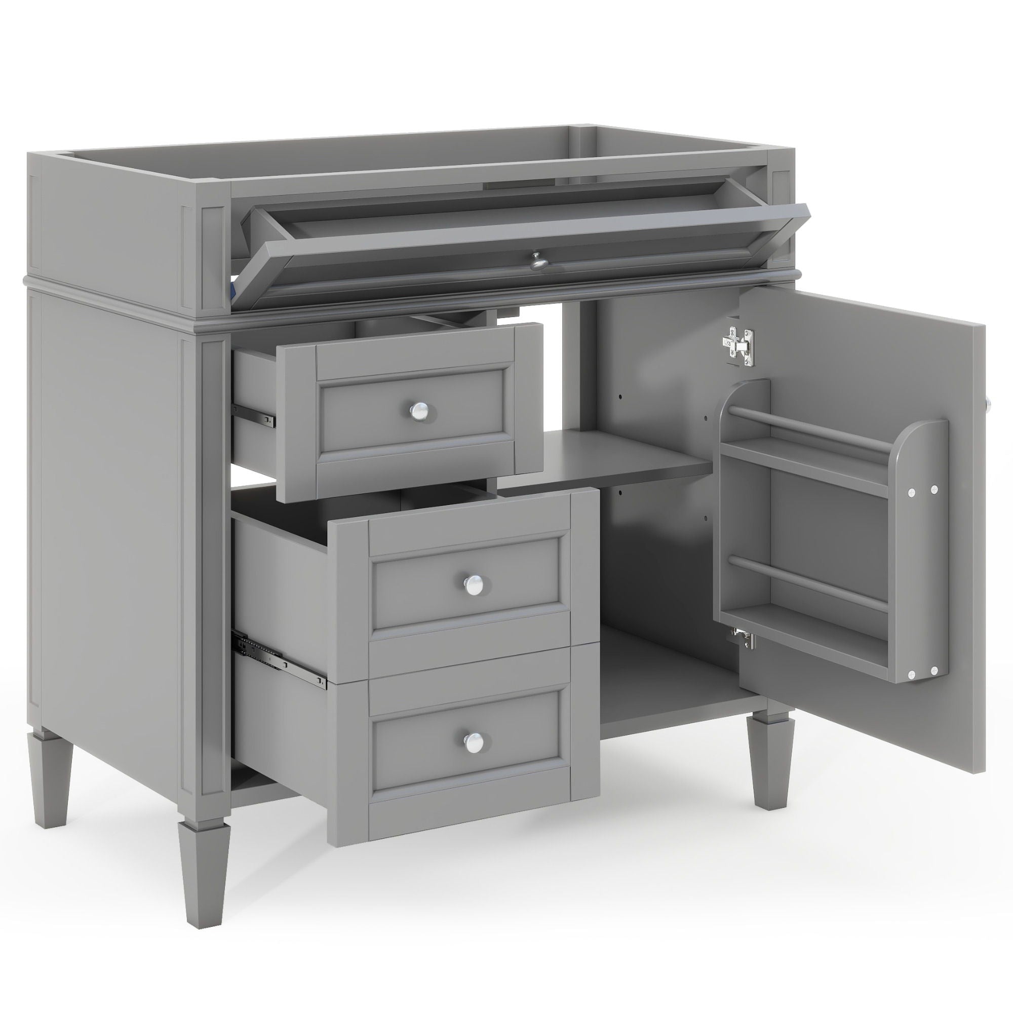 Bathroom Vanity With 2 Drawers And Tip-Out Drawer, Storage Cabinet by Unique Piece Furniture