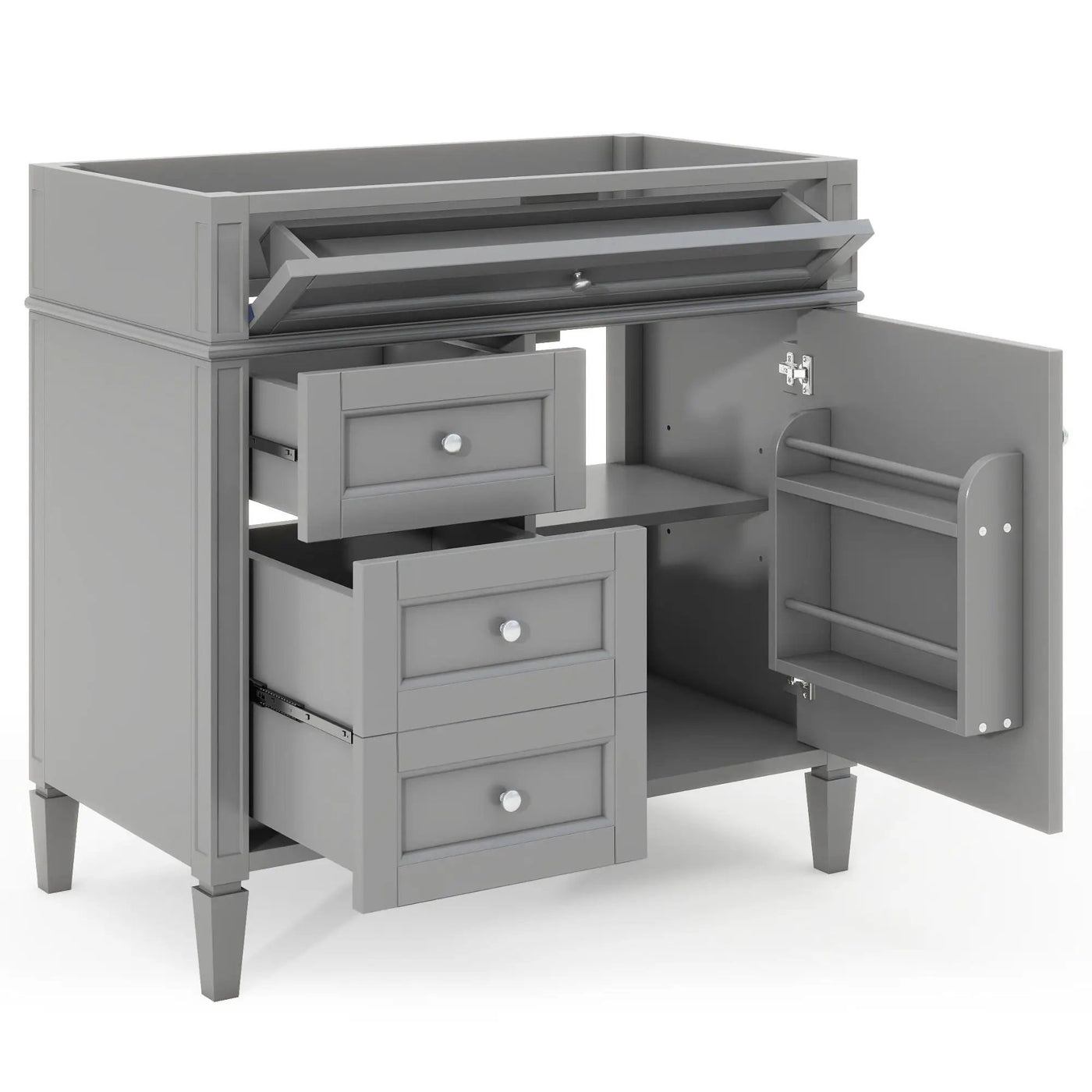 Bathroom Vanity With 2 Drawers And Tip-Out Drawer, Storage Cabinet by HouseOfZazla