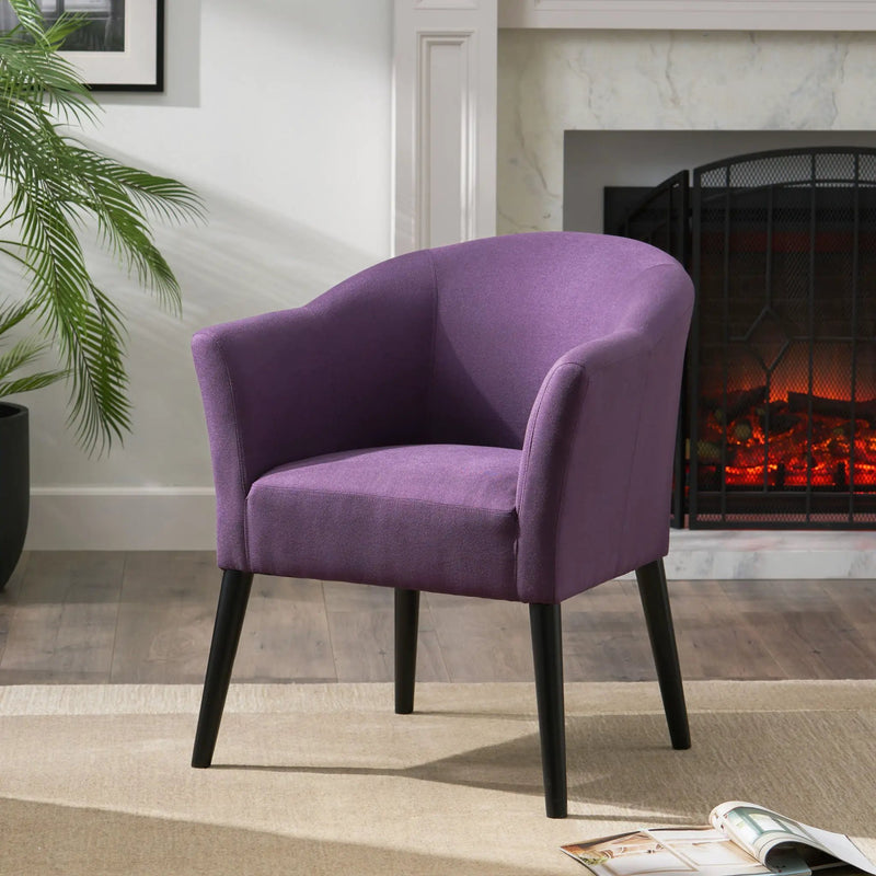 Fabric Arm Chair With Wooden Legs And Cushioned Seat - Plum by HouseOfZazla