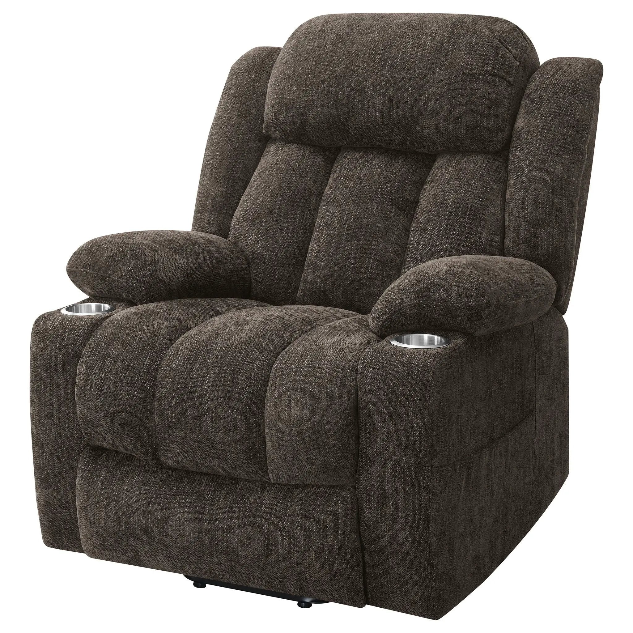 Houston Upholstered Power Lift Recliner Chair Dark Brown by Unique Piece Furniture