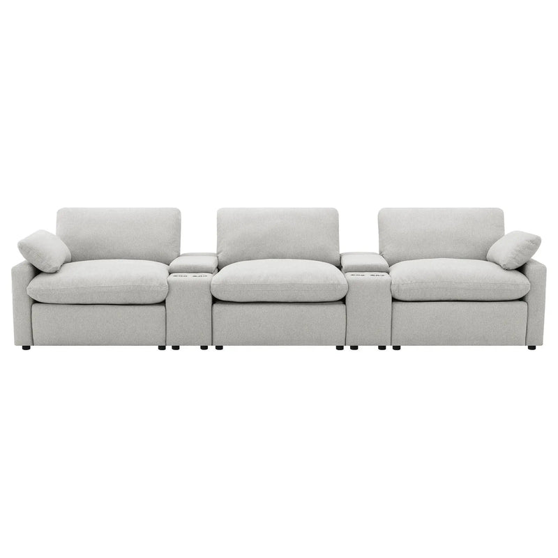 Collins 5-Piece Power Reclining Home Theater Seating Grey by Unique Piece Furniture