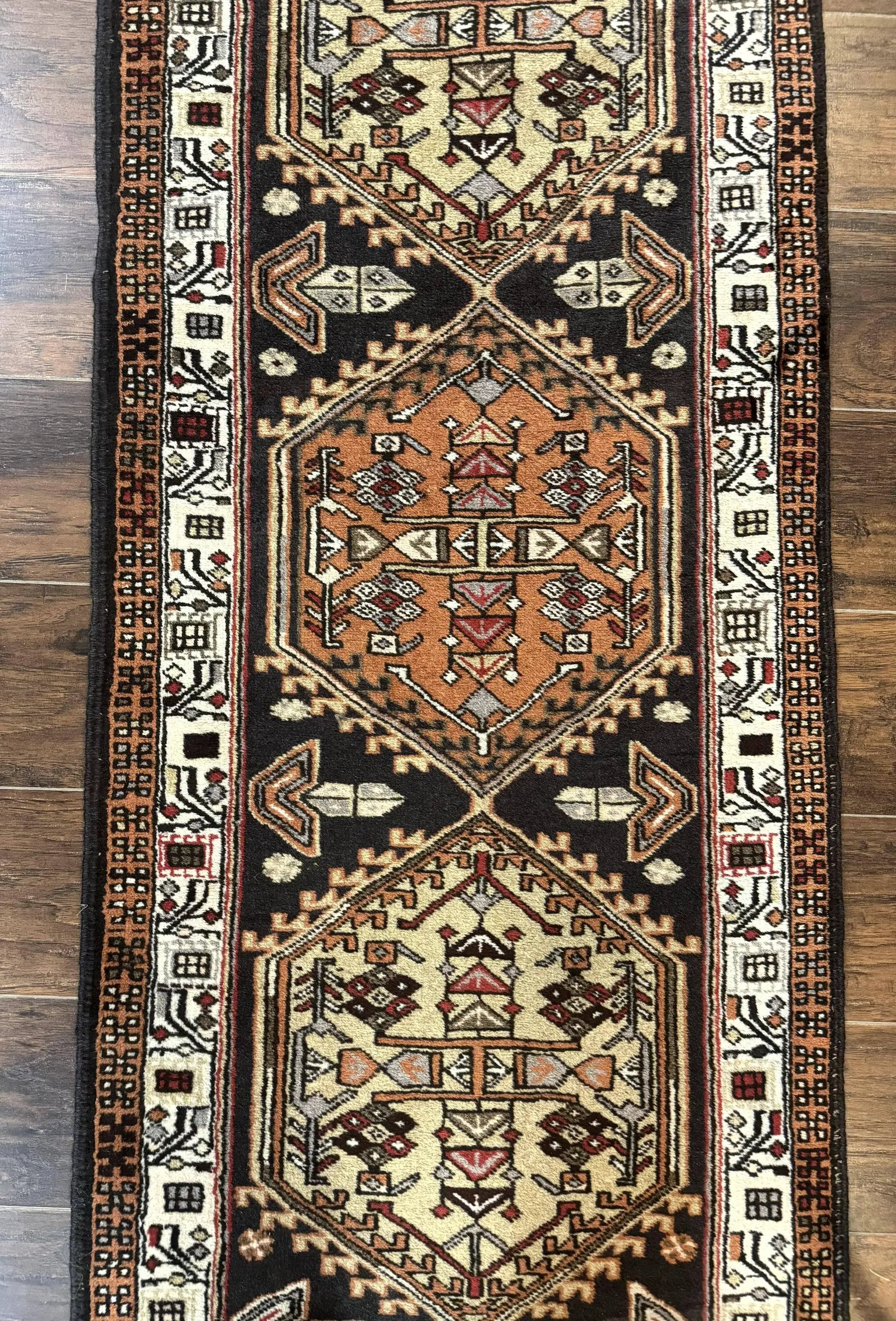 Persian Tribal Runner Rug 2.4 x 9.4, Geometric Medallions, Sarab Runner by Jewel Rugs