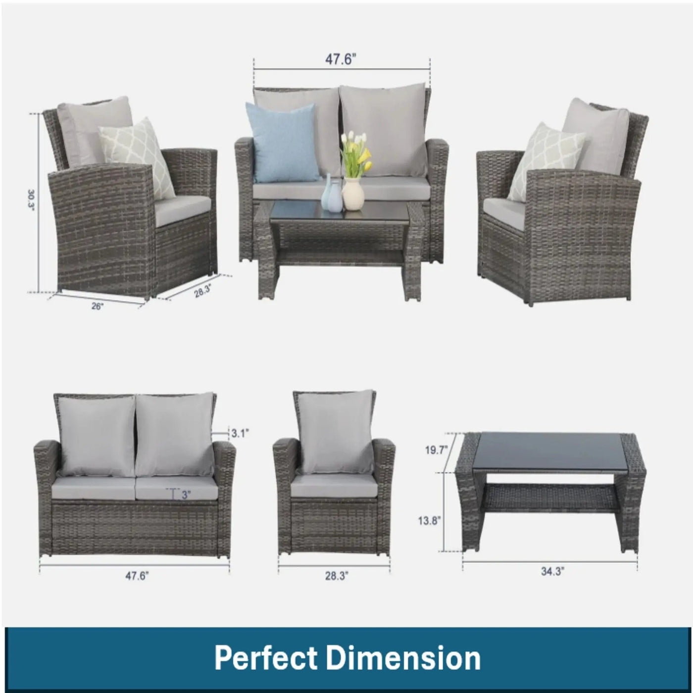 Modern Patio Set With Table And Cushions by HouseOfZazla