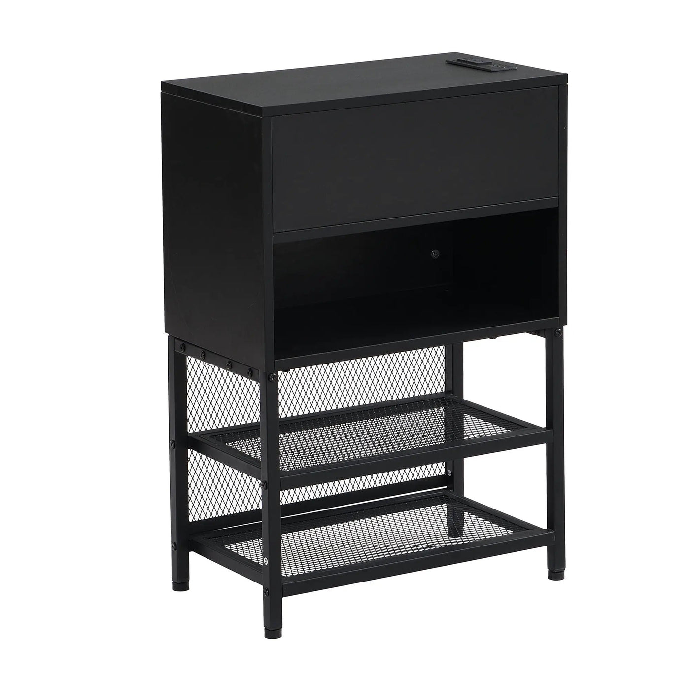 Platform Bed With 2 Tier Storage Shelves, Storage Cabinet by HouseOfZazla