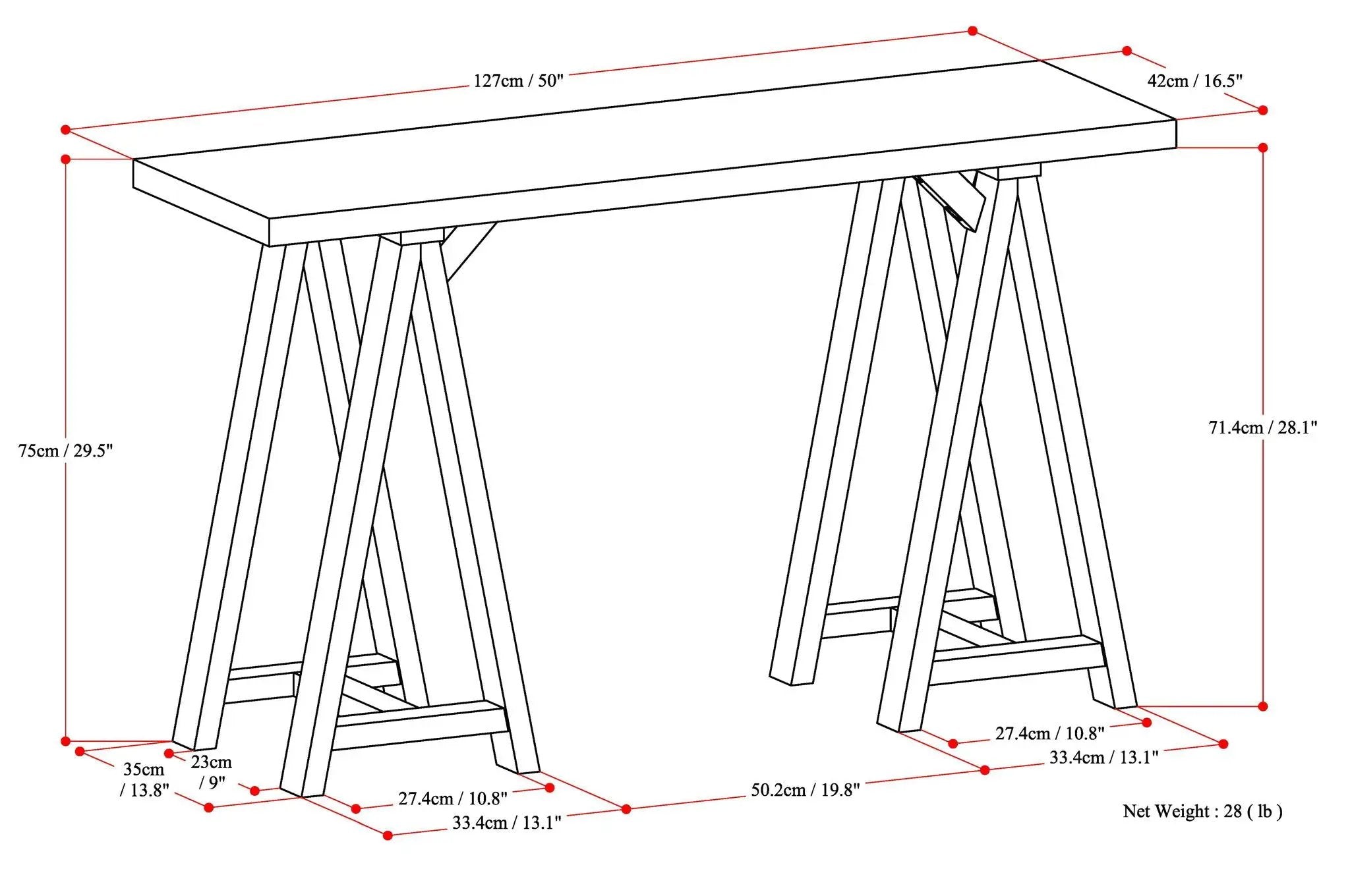 Sawhorse - Handcrafted Console Sofa Table by HouseOfZazla