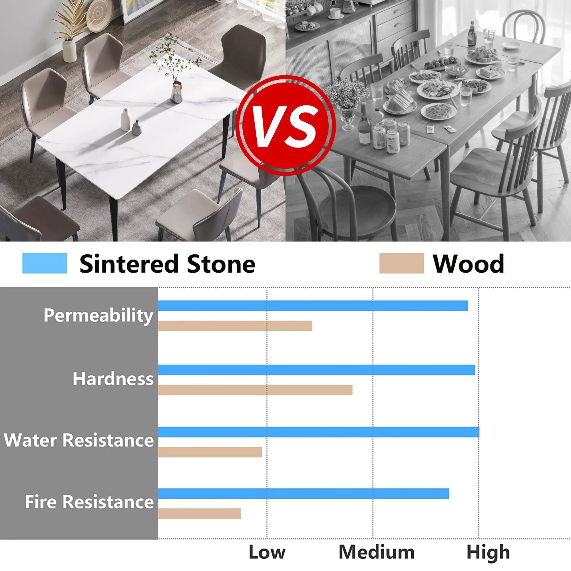 63" Modern Artificial Stone White Straight Edge Black Metal Leg Dining Table, 6 People - White / Black by HouseOfZazla