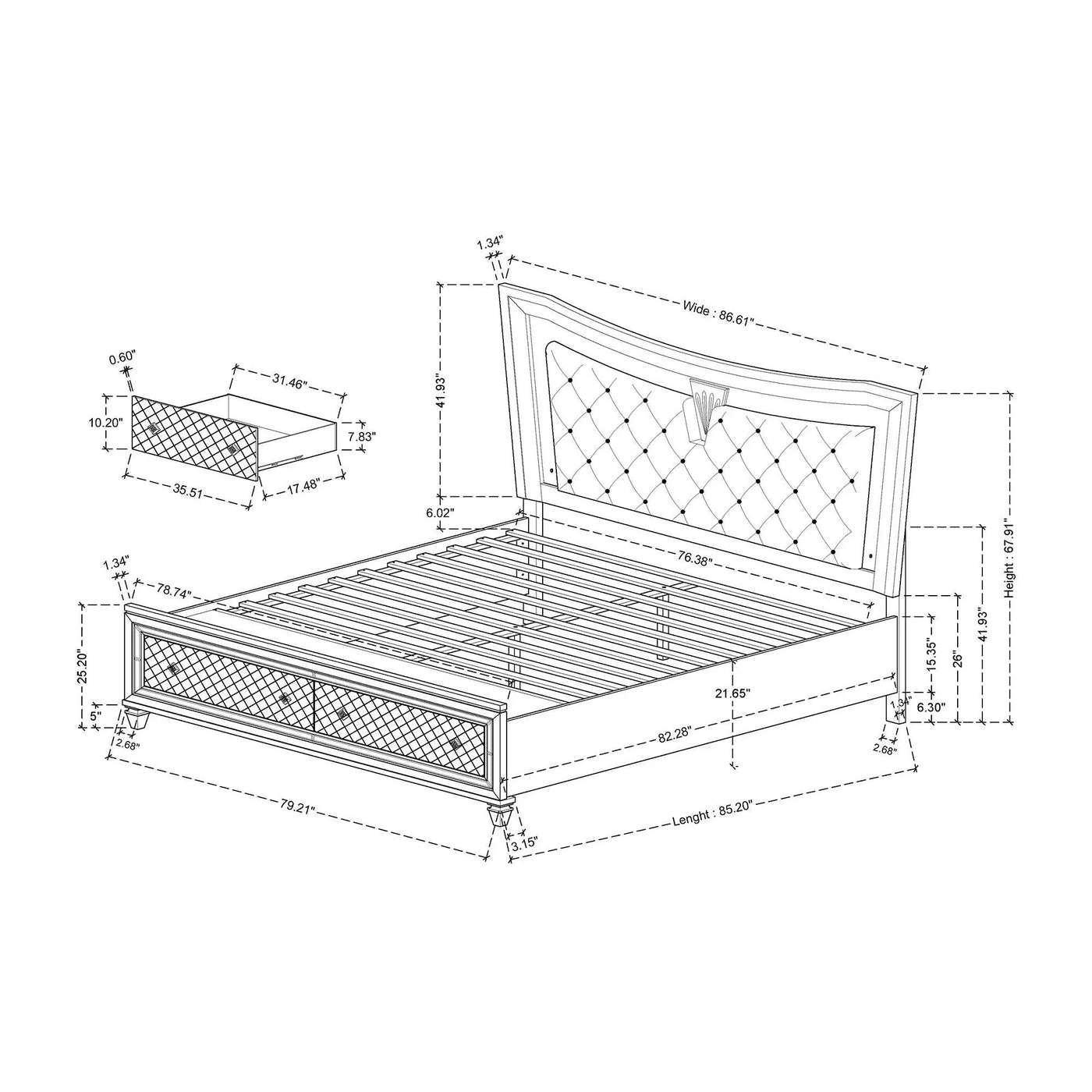 Cross - Elegant Design Bed With LED by Unique Piece Furniture
