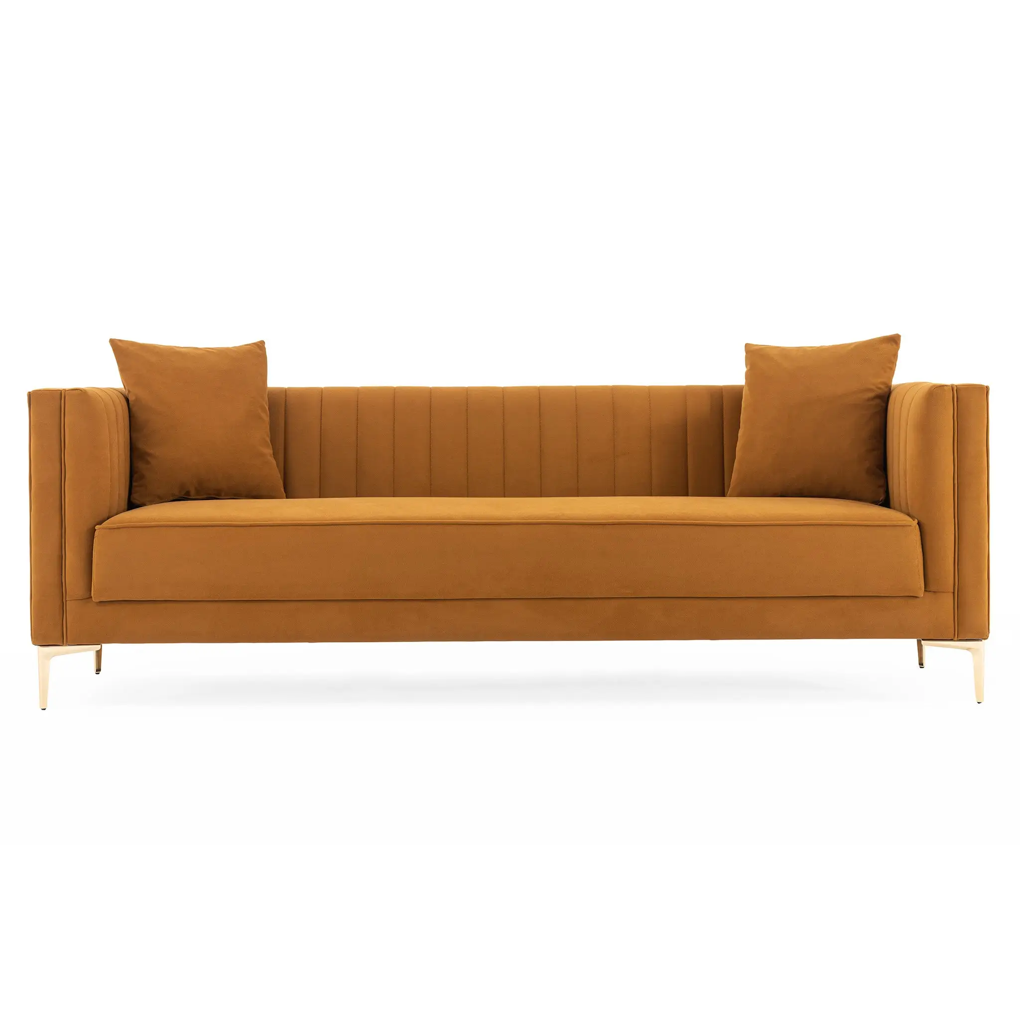 Angelina Sofa 91" (Cognac Velvet) by HouseOfZazla