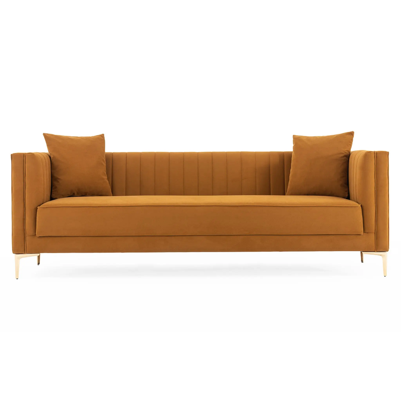 Angelina Sofa 91" (Cognac Velvet) by HouseOfZazla