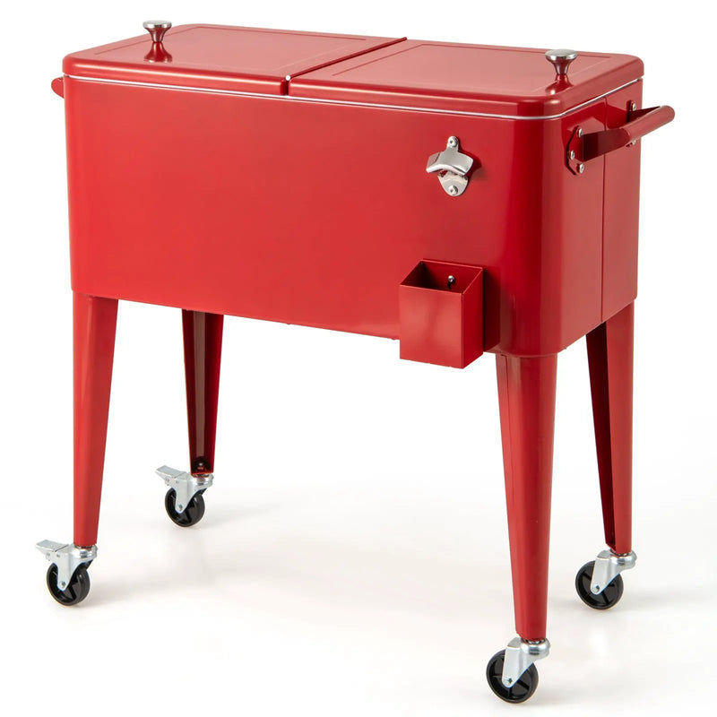 Red Portable Outdoor Patio Cooler Cart by DirectDeals