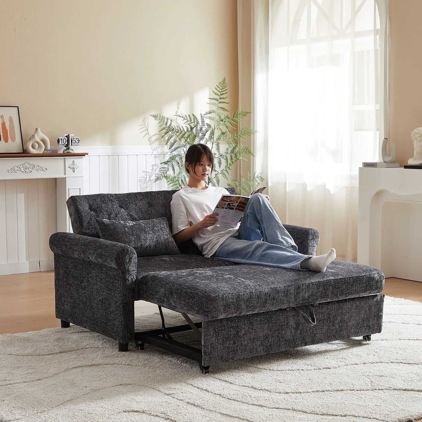 Loveseat Sofa Bed, Pull - Out Couch Sleeper & 2 Pillows by HouseOfZazla
