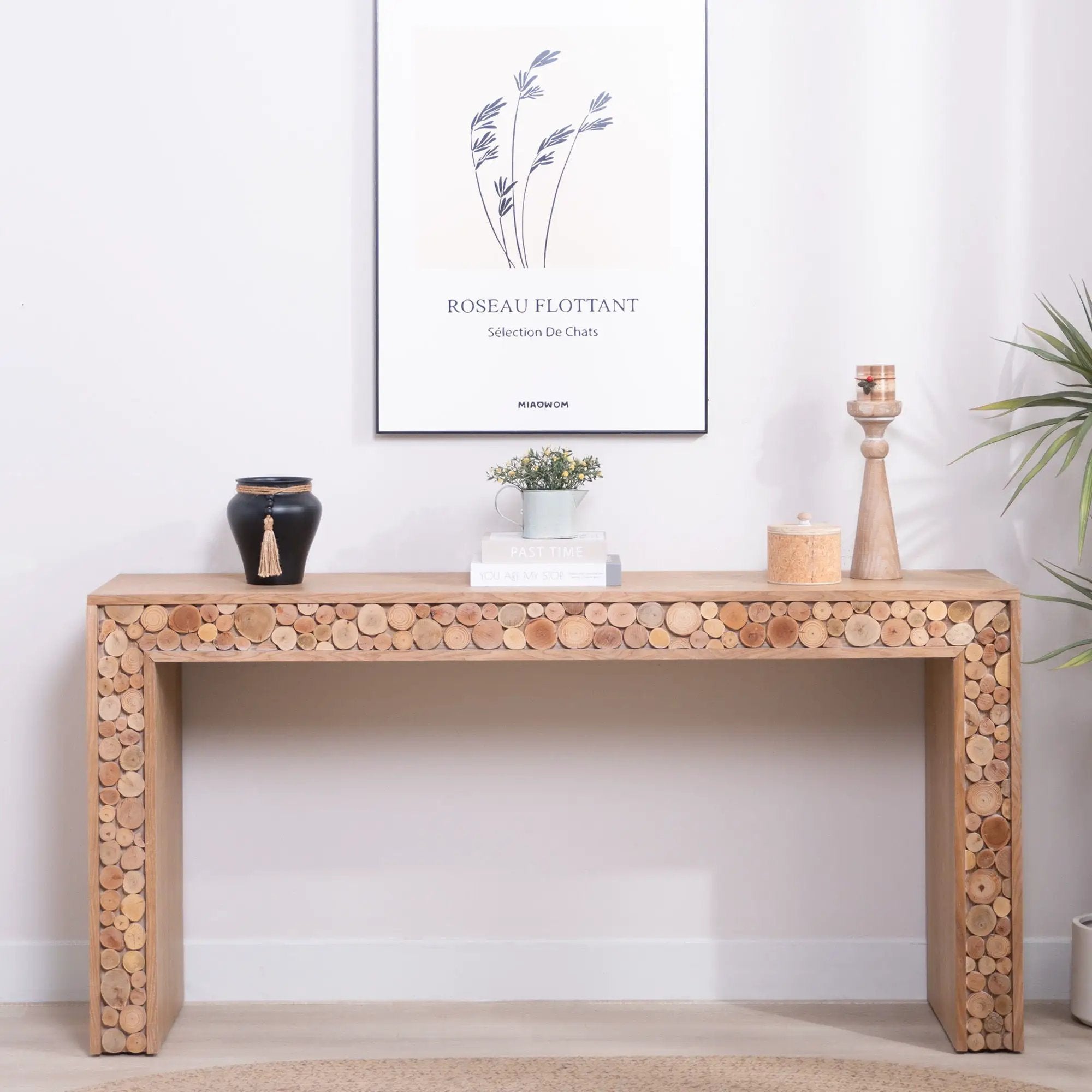 Rustic Wood Console Table With Natural Log Accents, Entryway Table, Narrow Sofa Table, Hallway Accent Table, Modern Farmhouse Style - Natural by Unique Piece Furniture