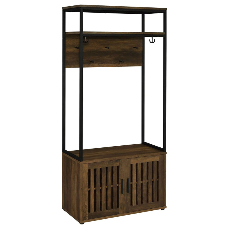Flora - 2 Door Coat Rack Hall Tree Storage Bench And Multi Functional Storage - Natural