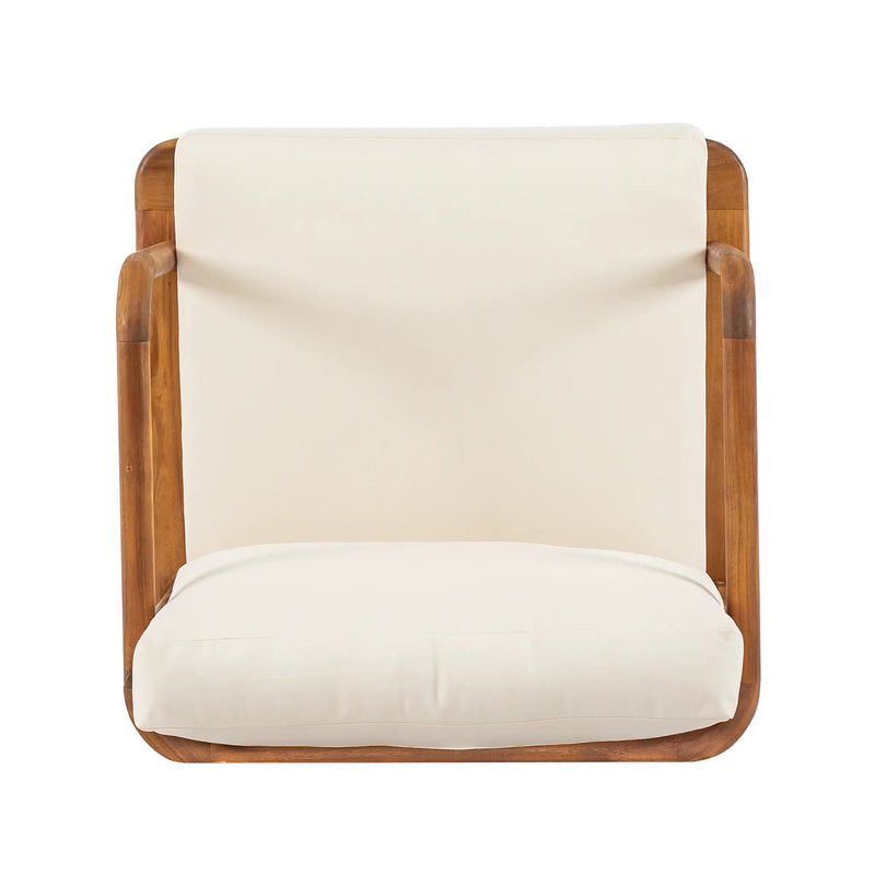 Canape 4-Pieces Acacia Conversation Set with Cream Cushion, Teak by HouseOfZazla