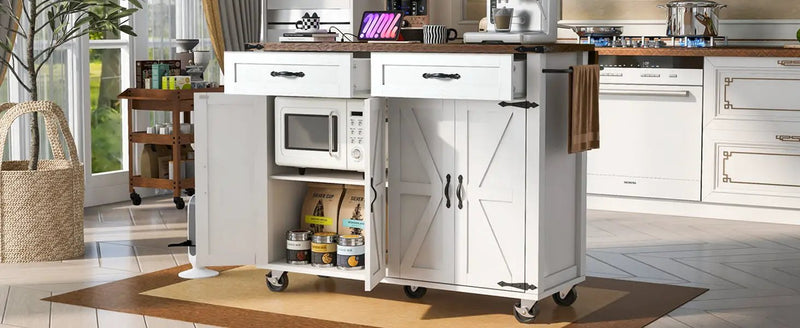K&K 53.5'' Farmhouse Kitchen Island with Power Outlet by HouseOfZazla