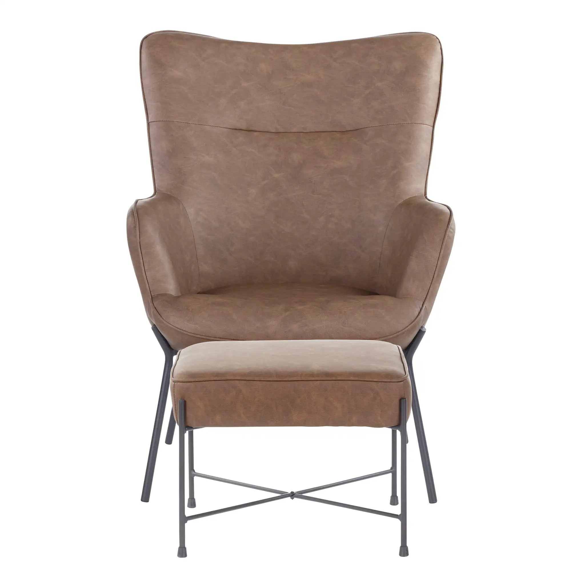 Izzy - Industrial Lounge Chair & Ottoman Set by Unique Piece Furniture