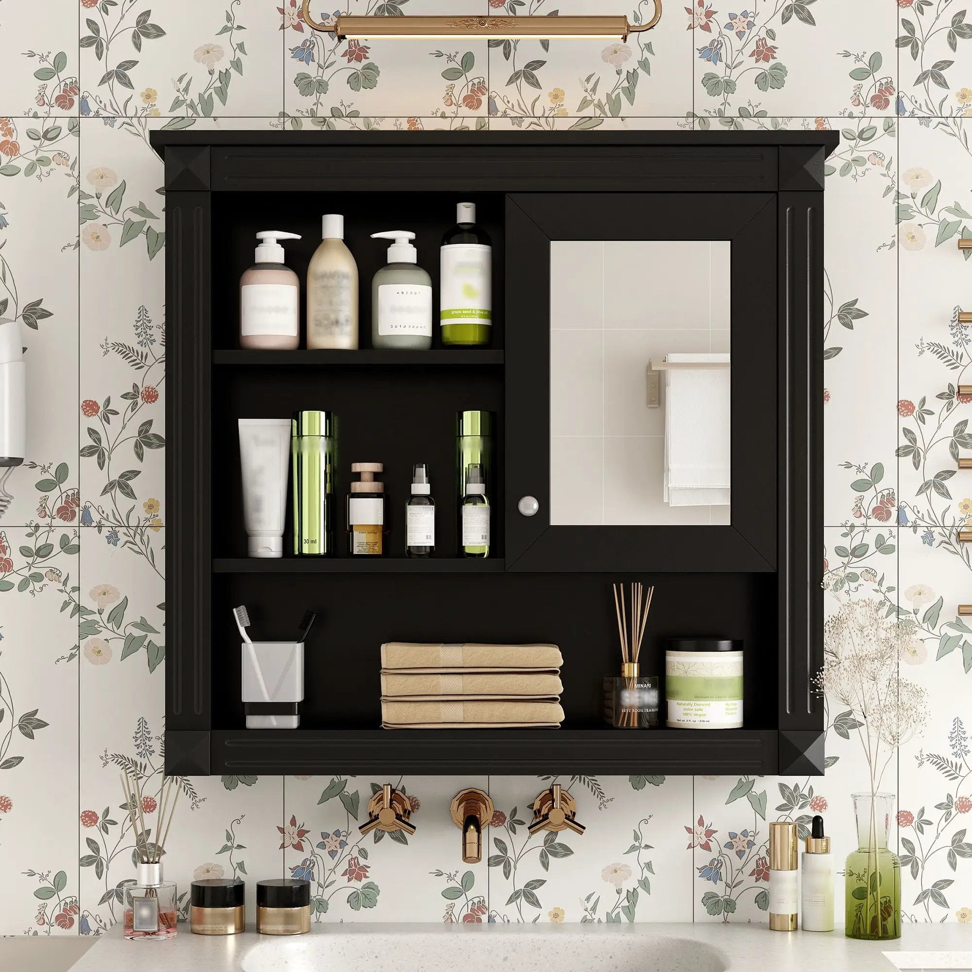 Wall-Mounted Bathroom Cabinet With Mirror And Adjustable Shelves by Unique Piece Furniture