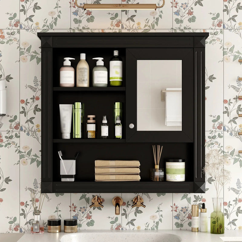 Wall-Mounted Bathroom Cabinet With Mirror And Adjustable Shelves by Unique Piece Furniture
