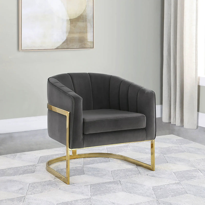 Tufted Barrel Accent Chair Upholstered Lounge Chair - Gray by HouseOfZazla