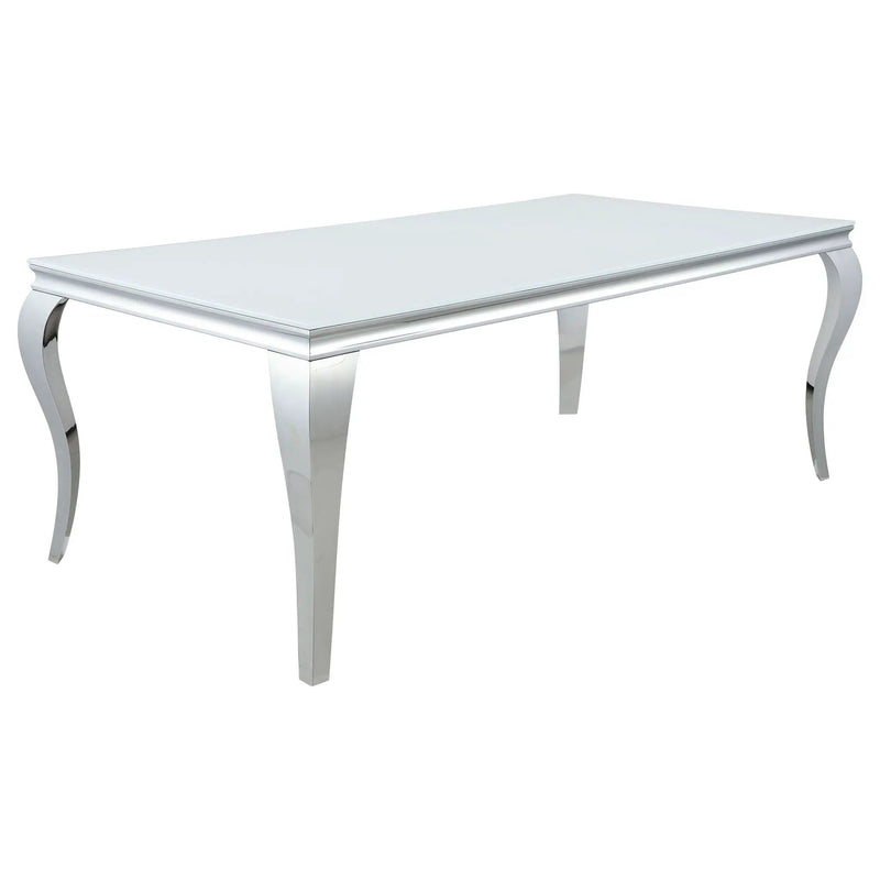 Carone Rectangular 81-inch Glass Top Dining Table White by Unique Piece Furniture