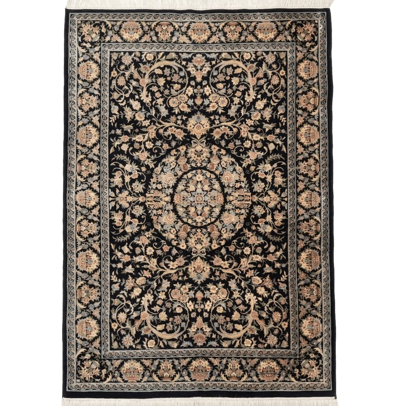 Sino Persian Rug 4x6, Very Fine 260 KPSI, Floral Medallion, Hand Knotted Wool Carpet by Jewel Rugs