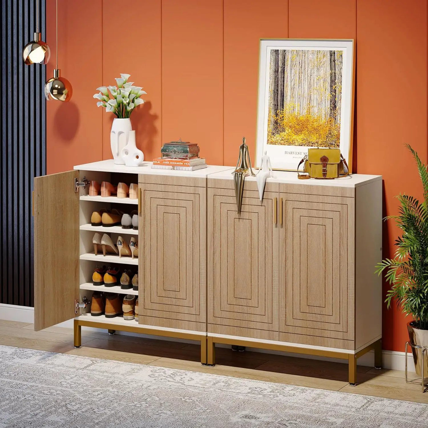 Shoe Cabinet With Doors, 5 Tiers Shoe Storage Organizer by HouseOfZazla