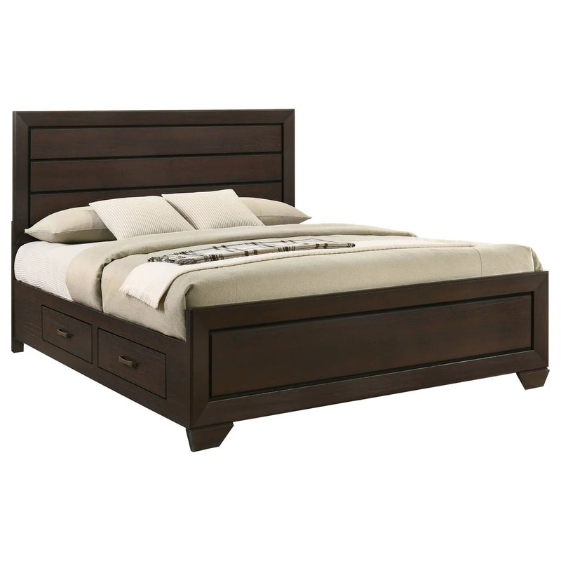 Kauffman Wood Eastern King Storage Panel Bed Dark Cocoa by Unique Piece Furniture