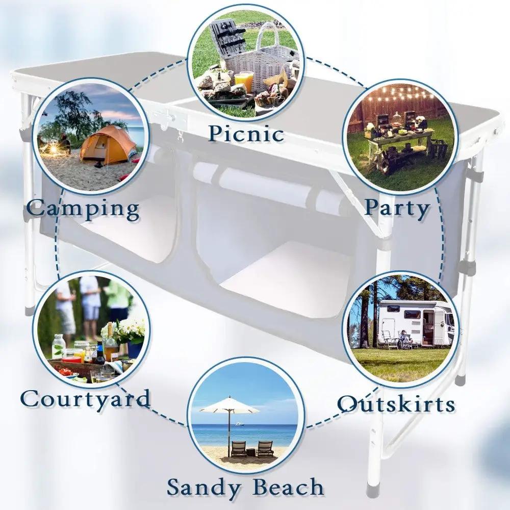 Folding Camping Table With Storage Compartment by HouseOfZazla