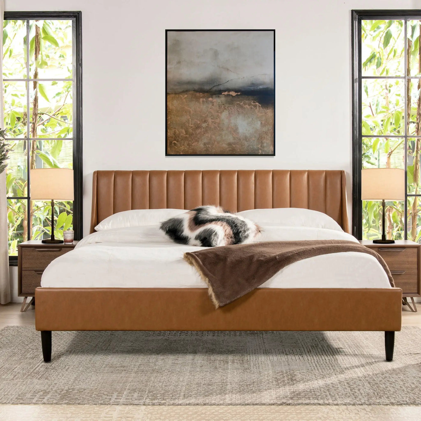 Aspen - Vertical Tufted Modern Headboard Platform Bed Set by HouseOfZazla