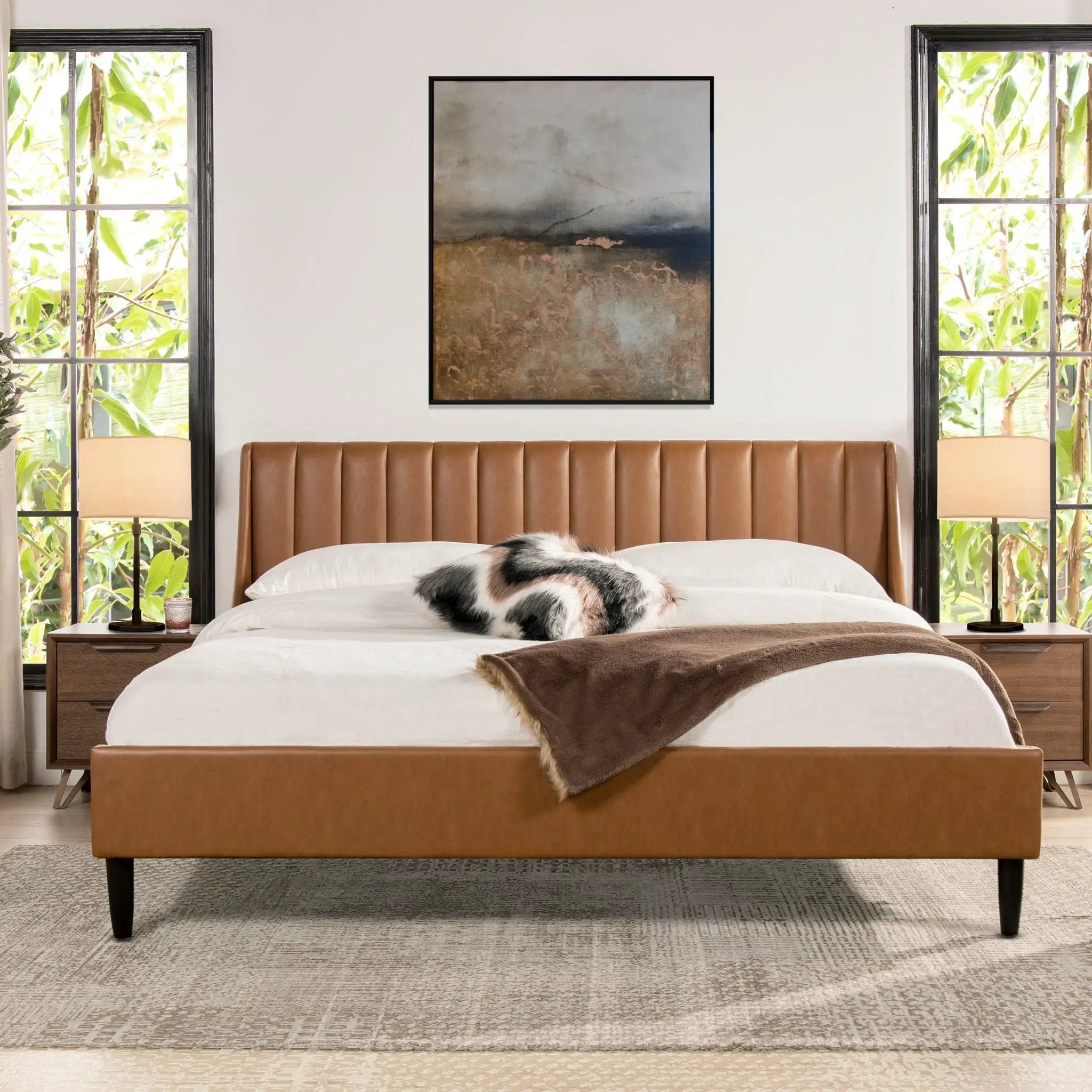 Aspen - Vertical Tufted Modern Headboard Platform Bed Set by HouseOfZazla