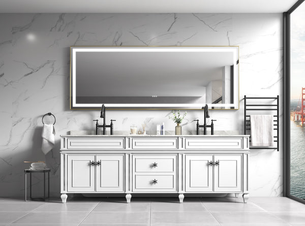 118 x 36 Inch LED Bathroom Mirror with Aluminum Frame - Anti-Fog, Dimmable, photo 2 of 8