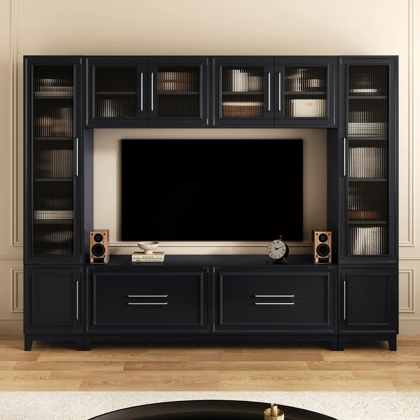 Wall Unit Modern Entertainment Center With Glass Doors by HouseOfZazla