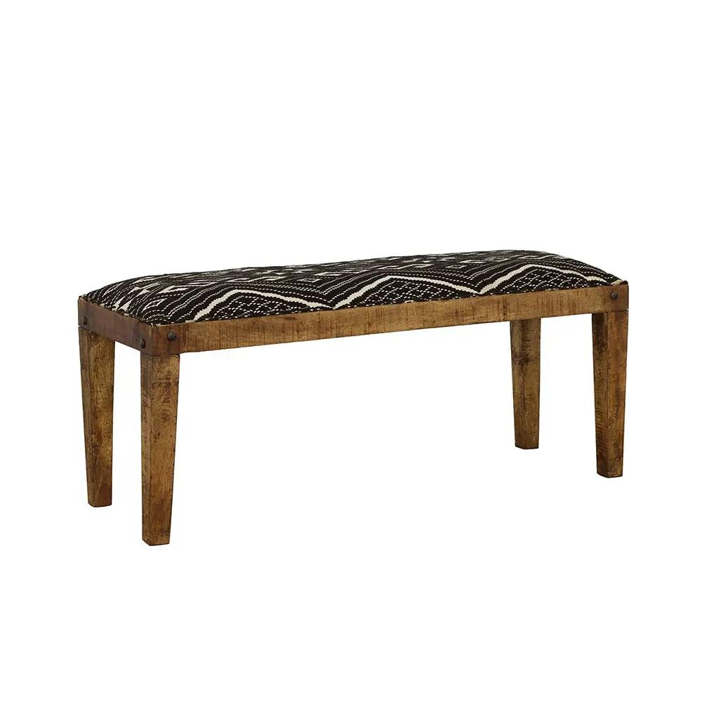 Lamont Fabric Upholstered Accent Bench Black and Natural by Unique Piece Furniture