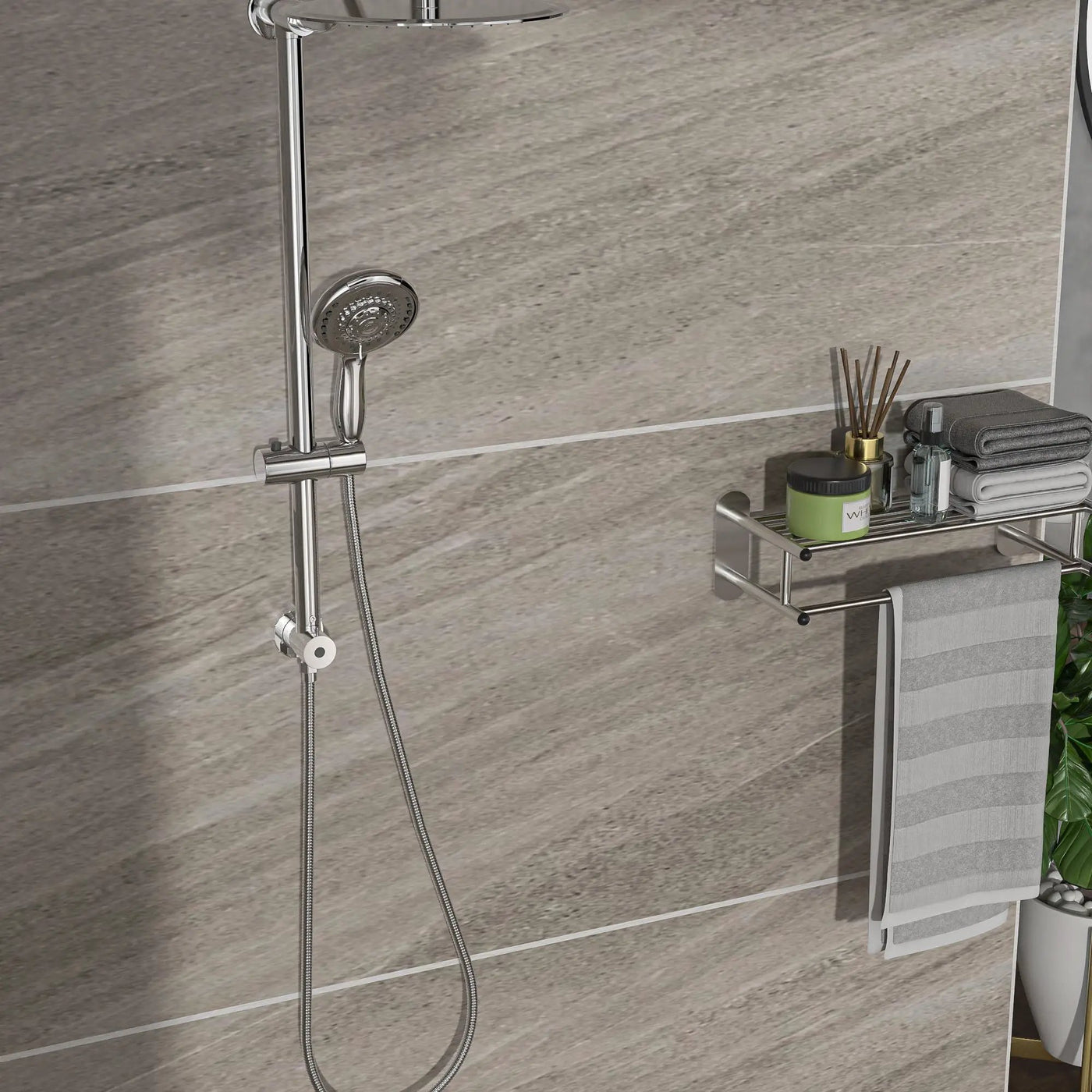 Shower System With 5 Function Rain Hand Shower And Slide Bar Combo by HouseOfZazla