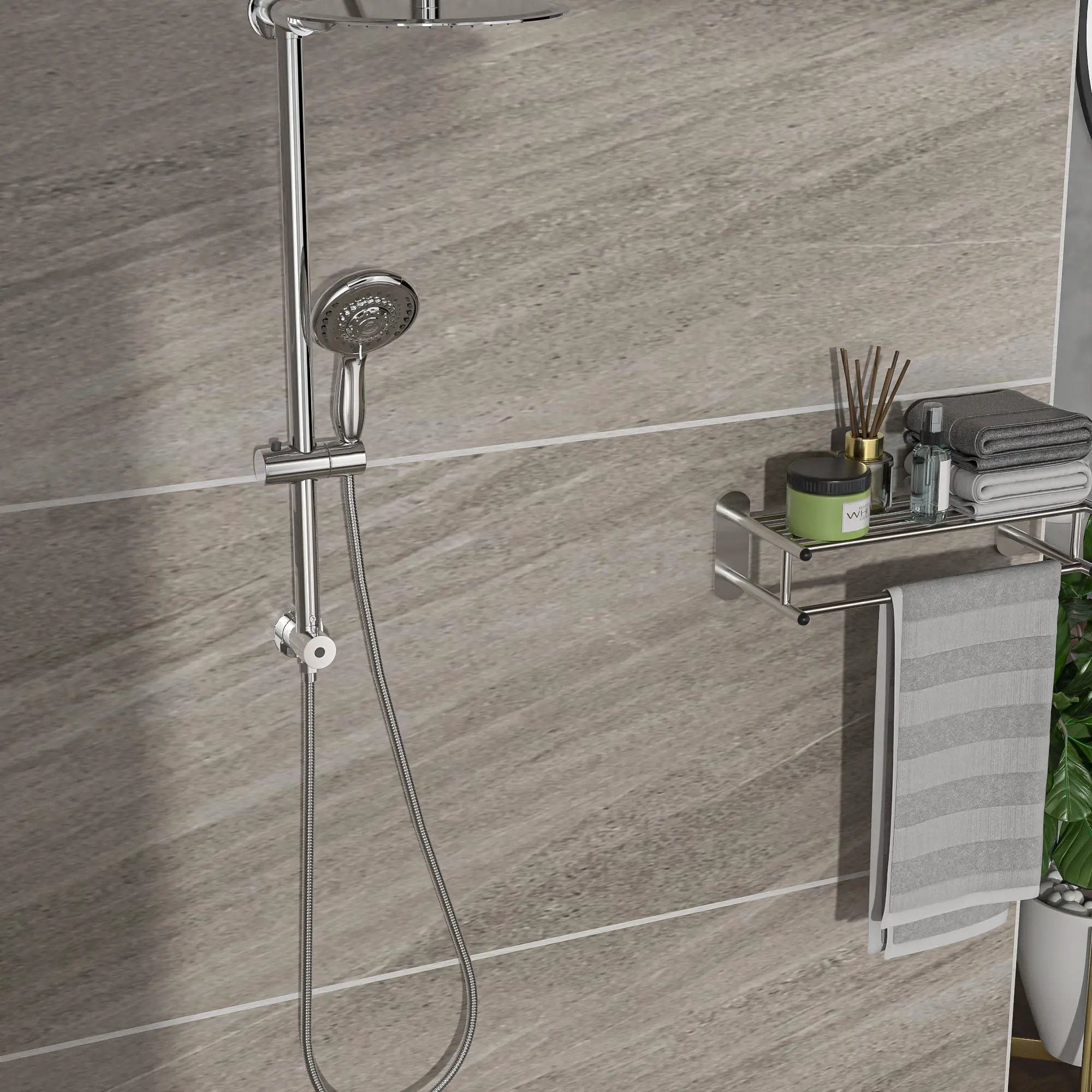 Shower System With 5 Function Rain Hand Shower And Slide Bar Combo by HouseOfZazla
