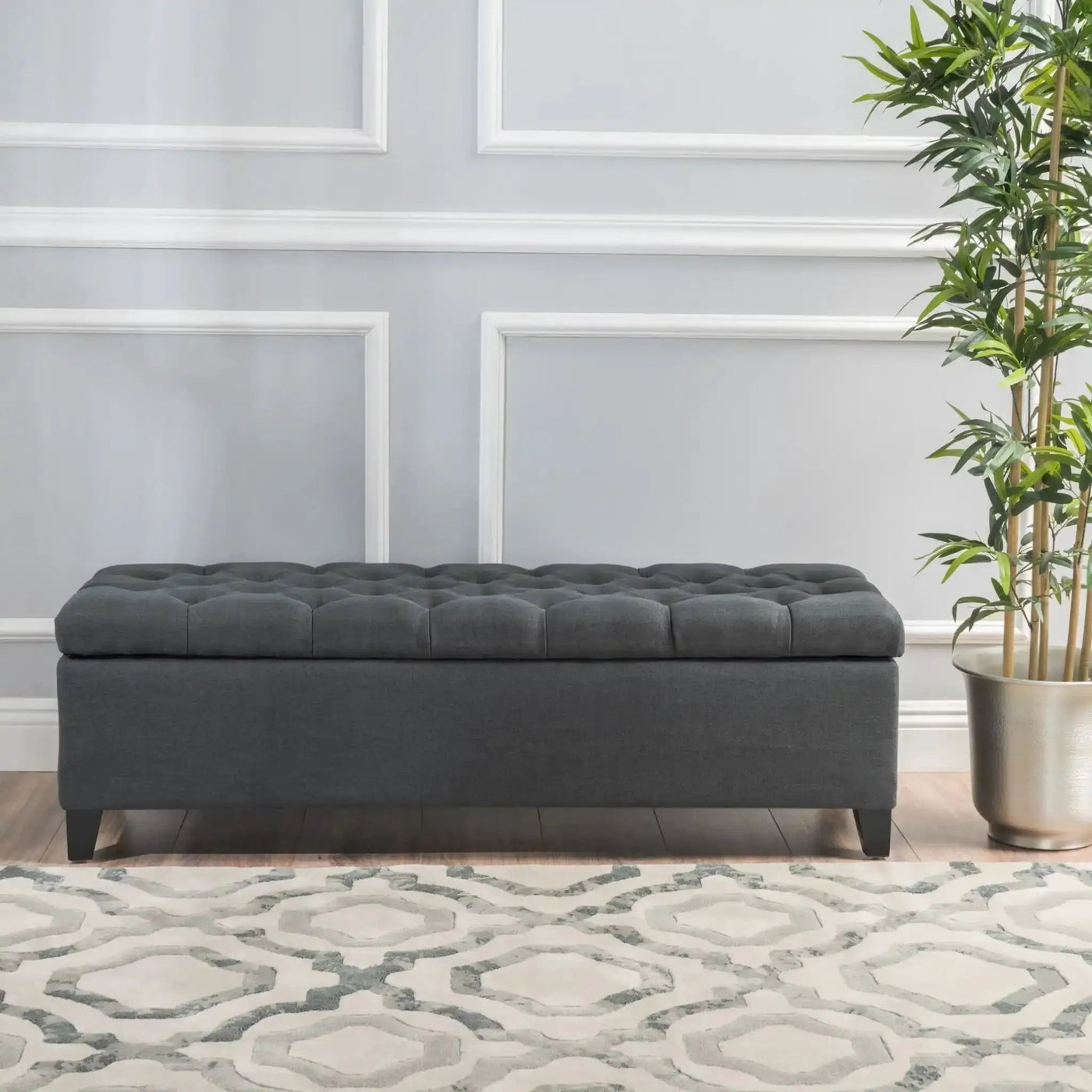 Glouster Contemporary Storage Ottoman with Button Tufted Design by HouseOfZazla