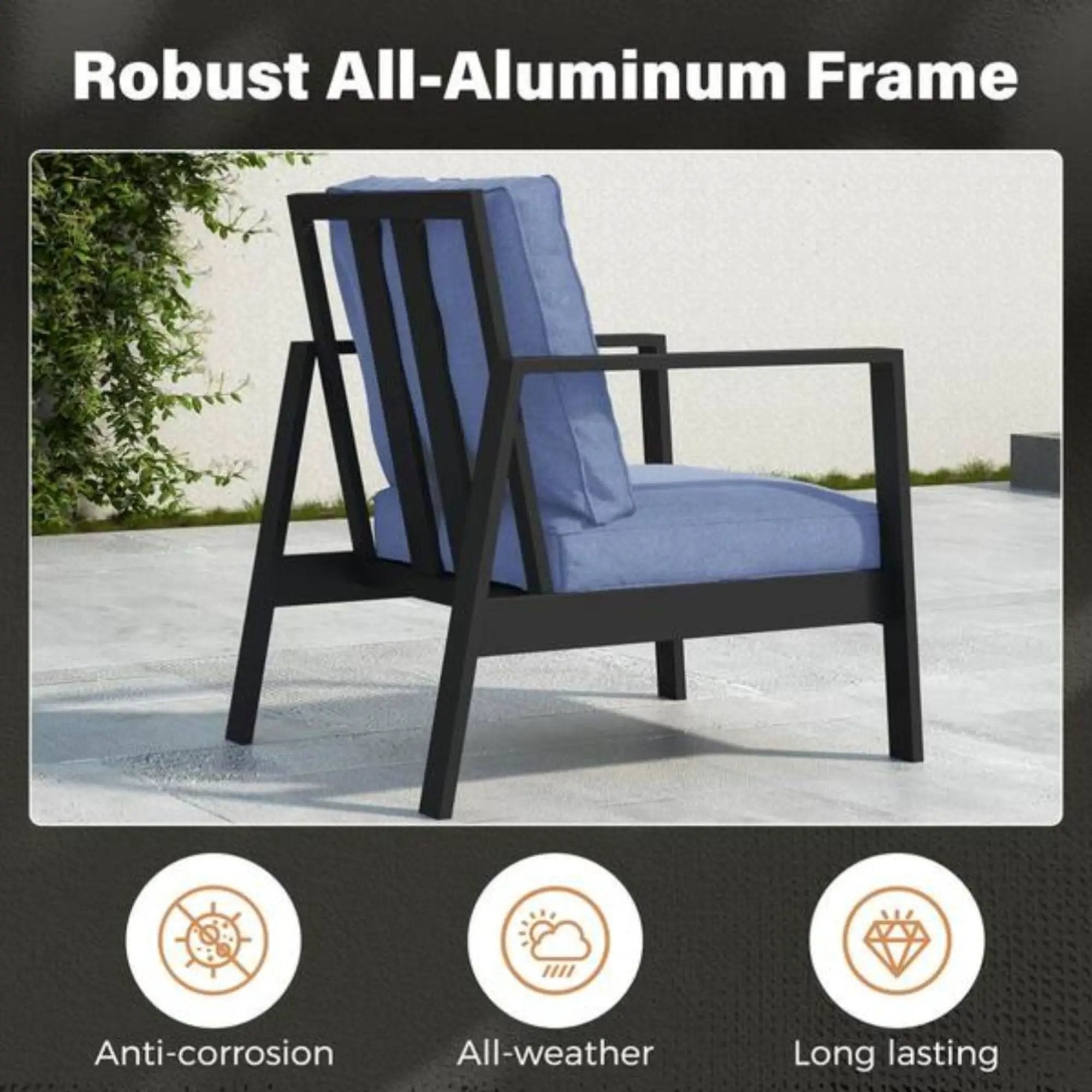 All-Weather Ergonomic Patio Armchairs With Thick Cushions (Set of 2) by HouseOfZazla