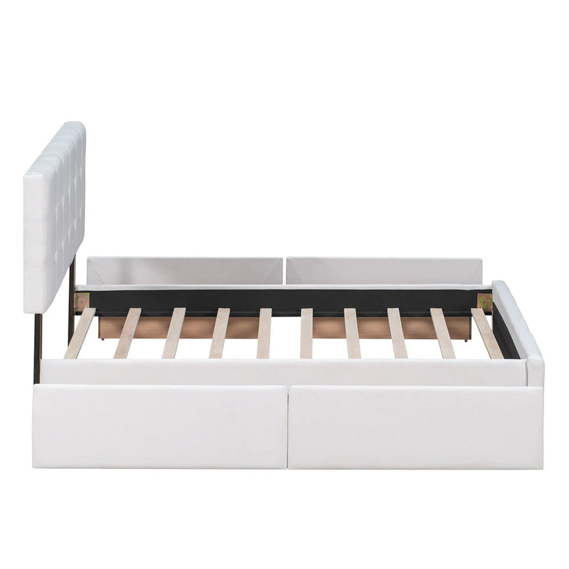 Upholstered Platform Bed With Classic Headboard And Drawers, No Box Spring Needed by HouseOfZazla