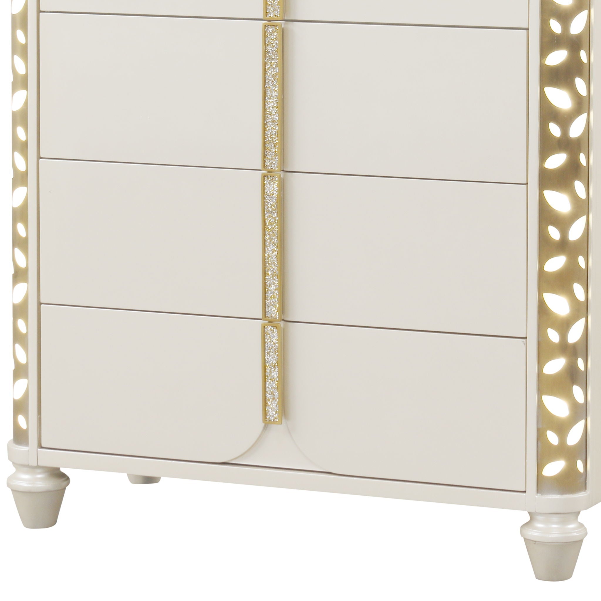 Cinderella - Chest With LED Accents And 5 Storage Drawers - Beige by HouseOfZazla
