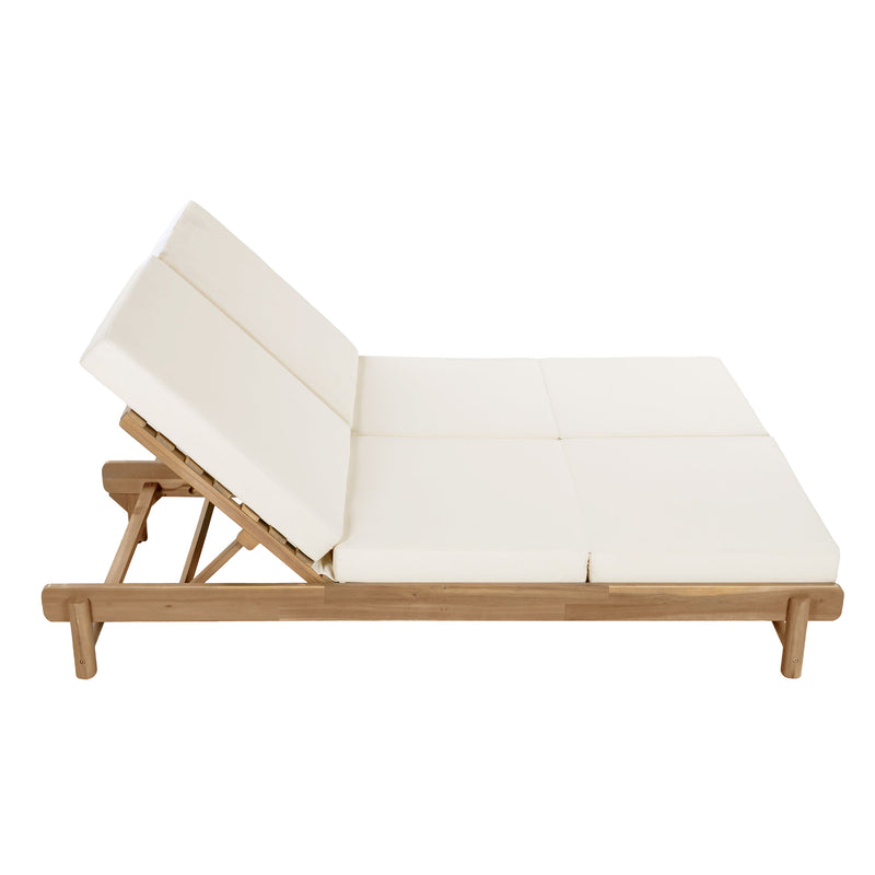 Light Teak Acacia Wood Double Chaise Lounger Set, photo 9 of 10