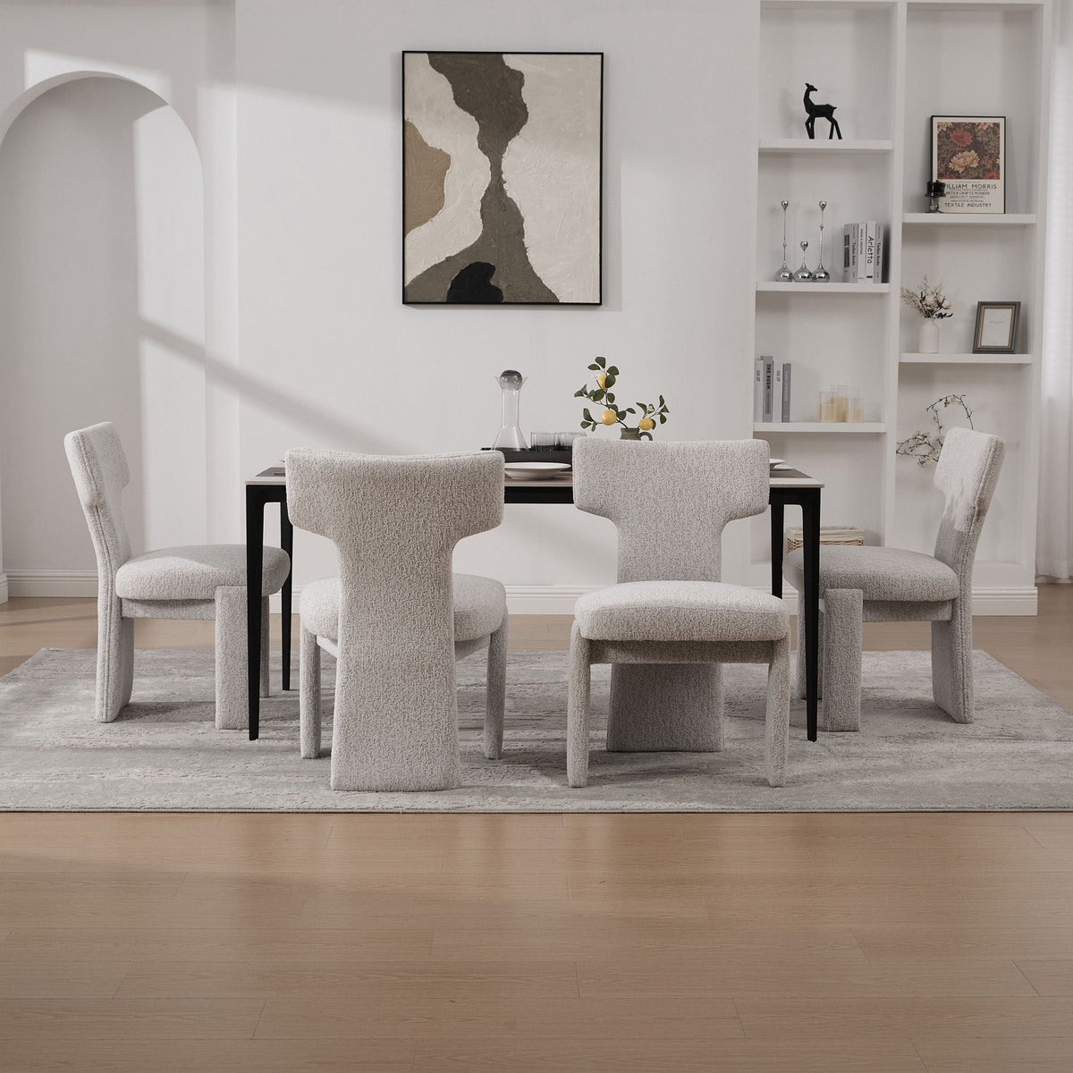Armless Curved Back Accent Chairs with Modern Silhouette - White, Black, or Beige, photo 14 of 40