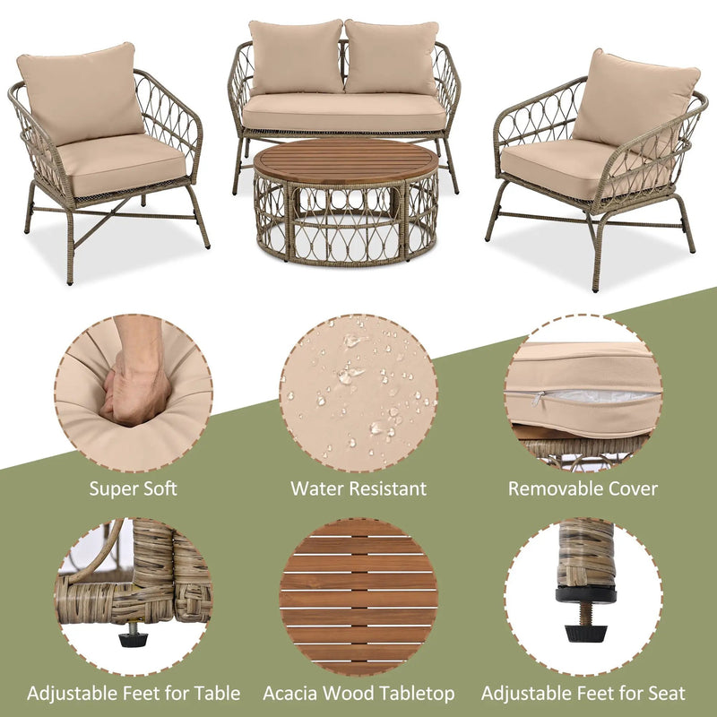Bohemia-Inspired 4-Person Outdoor Seating Group With Removable Cushions by HouseOfZazla