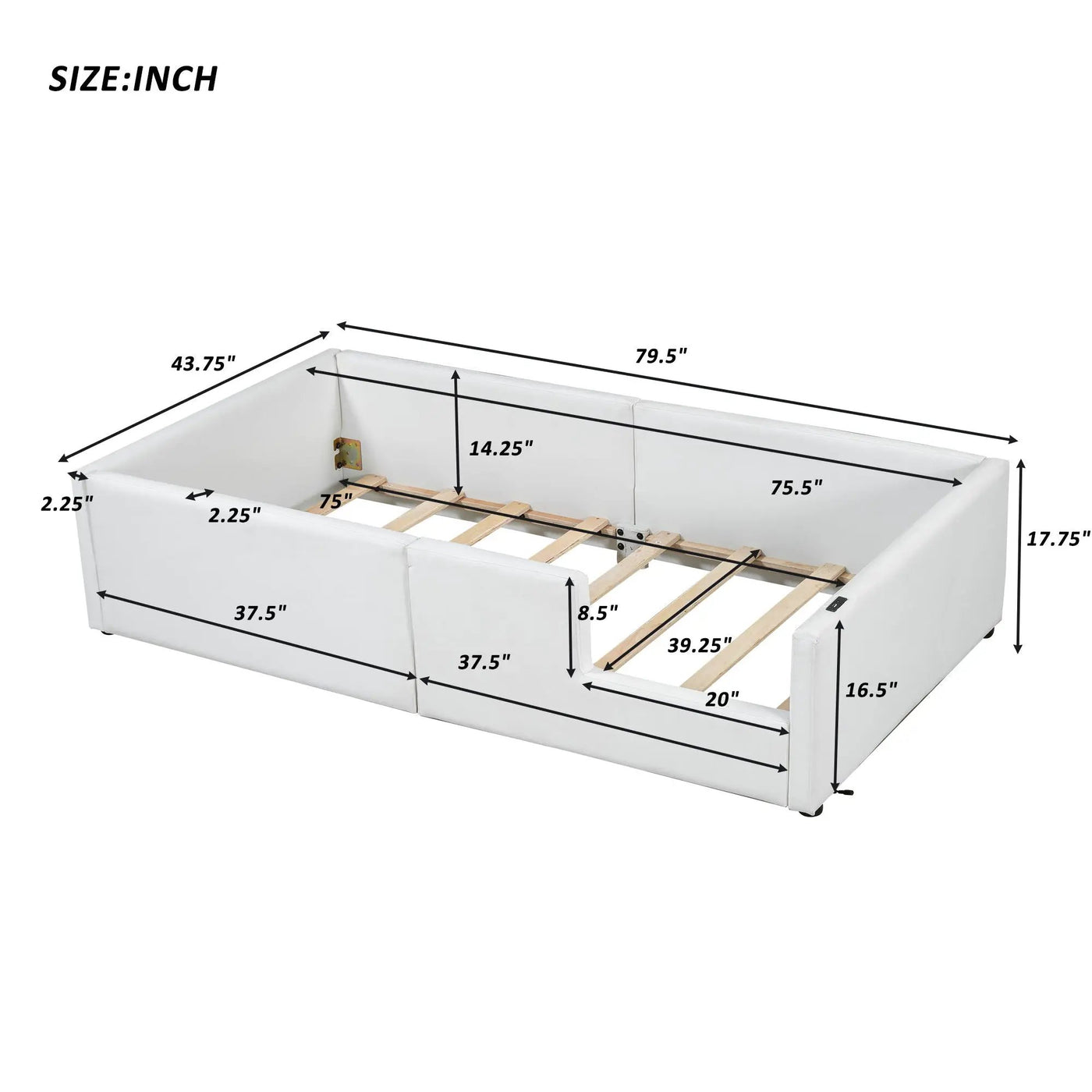 Platform Bed With Guardrail And Charging Station by Unique Piece Furniture