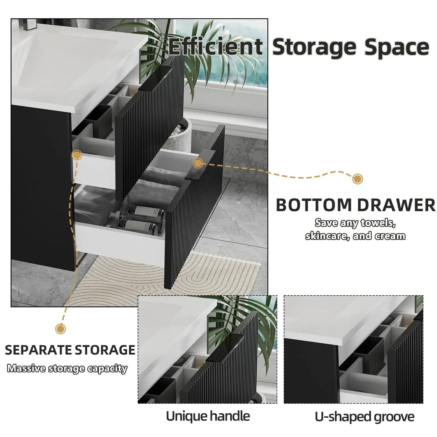 Modern Wall Mounted Floating Bathroom Vanity With Sink And Drawers by HouseOfZazla