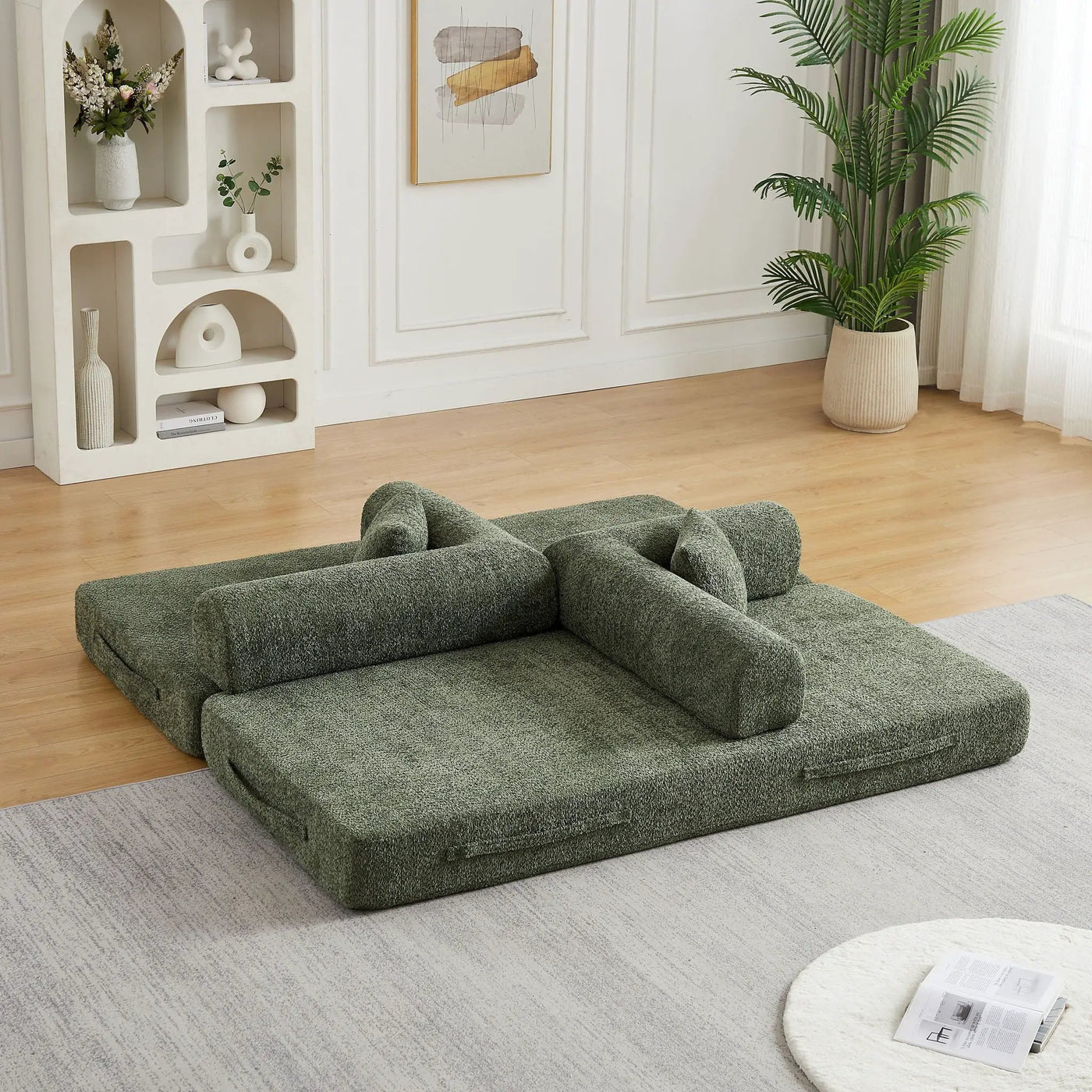 Convertible Sleeper Sofa Bed With Cylindrical Pillow by HouseOfZazla