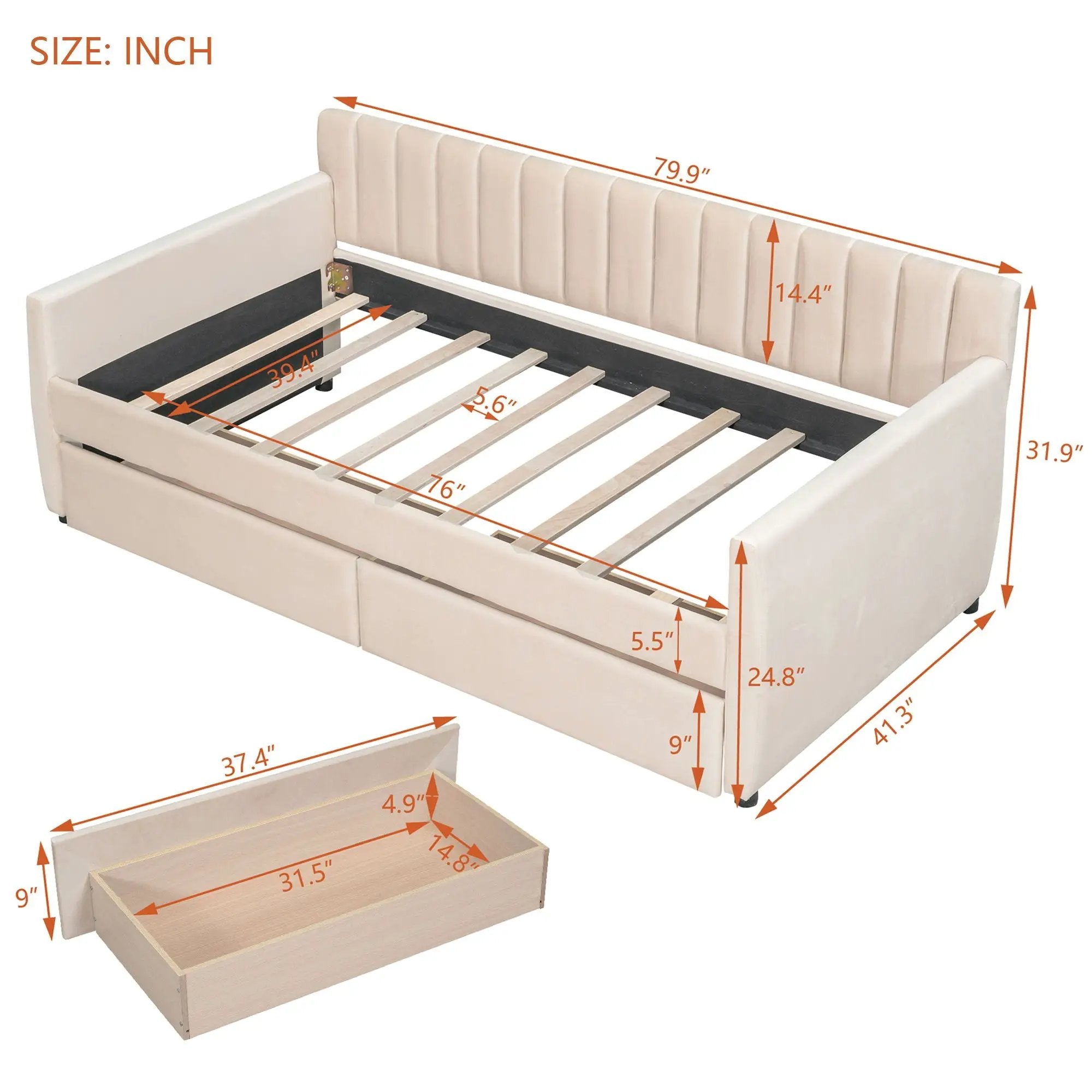 Upholstered Daybed With Slat Support by HouseOfZazla