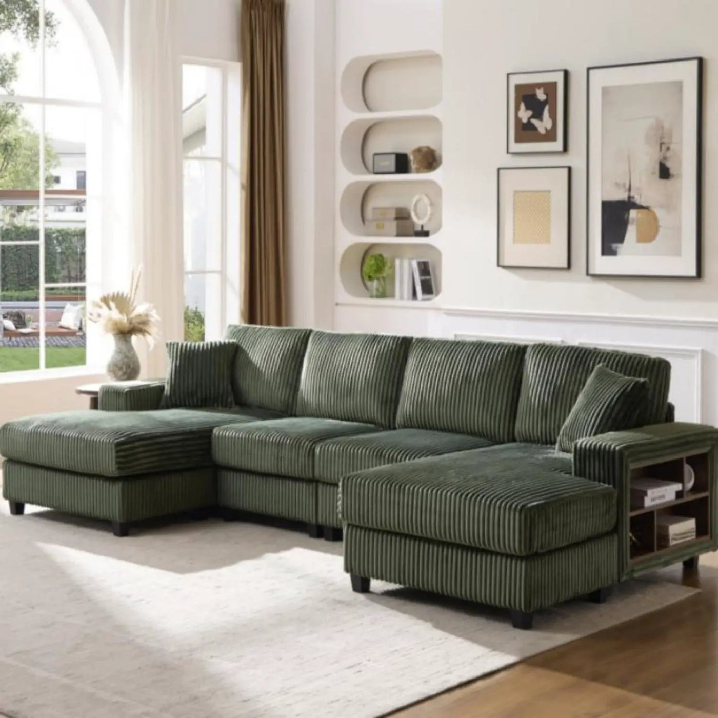 U-Shaped Convertible Sofa, 4 Seater Large Living Room Lounge by Unique Piece Furniture